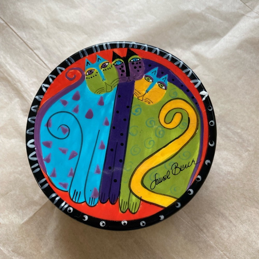 Laurel Burch round ceramic container